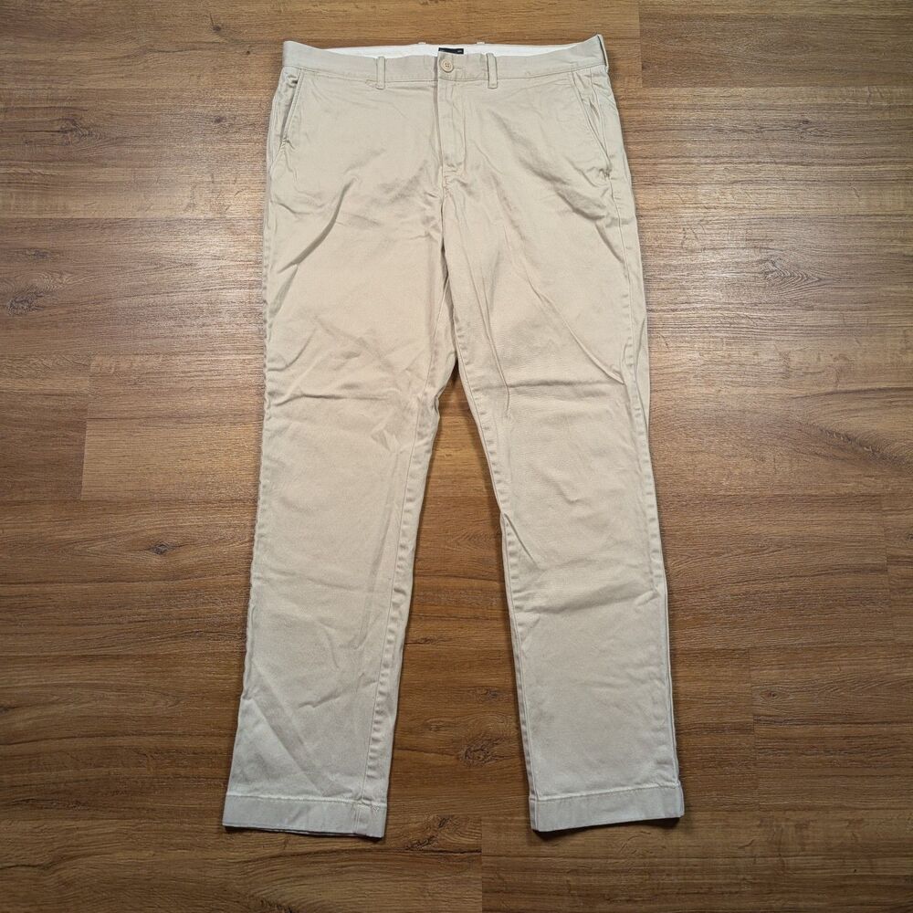 J. Crew 770 Straight Chino Pants Mens 34x32(30) Beige Stretch Twill Business